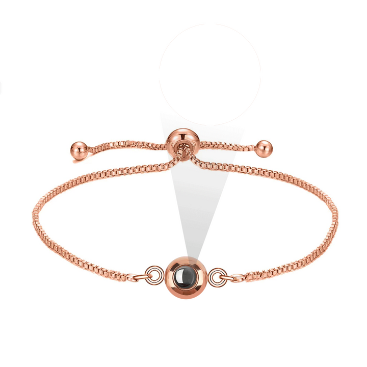 Personalized Adjustable Round Medium Thin Chain Projection Bracelet