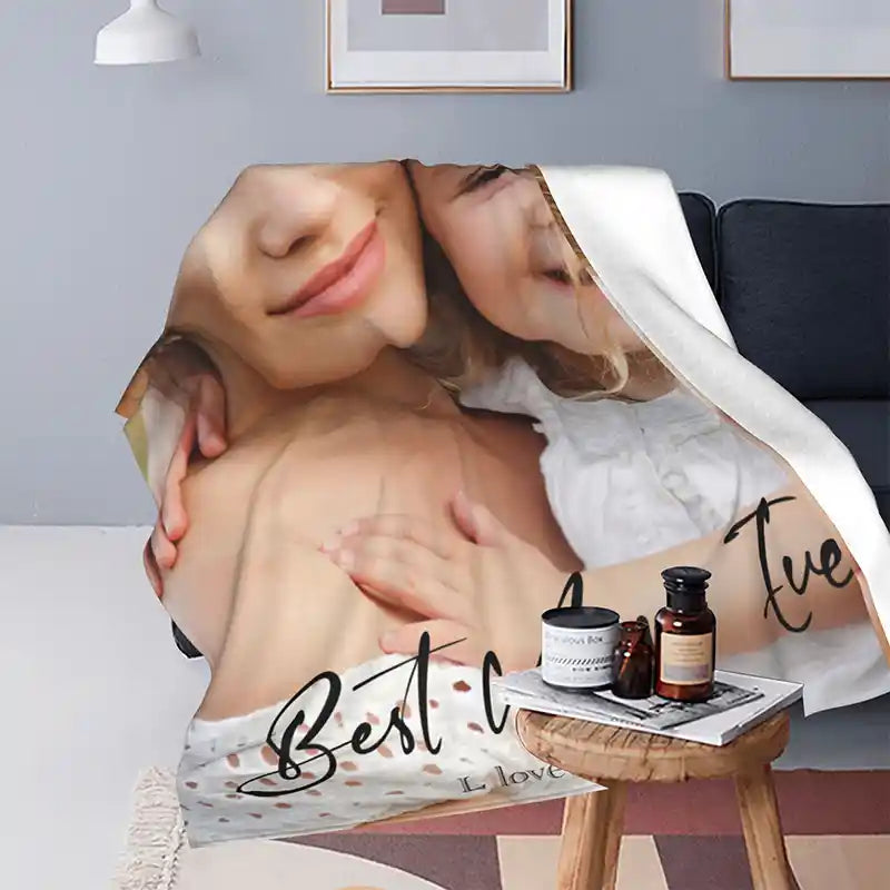 Best Mom Ever Personalized Photos Text  Flannel Blankets