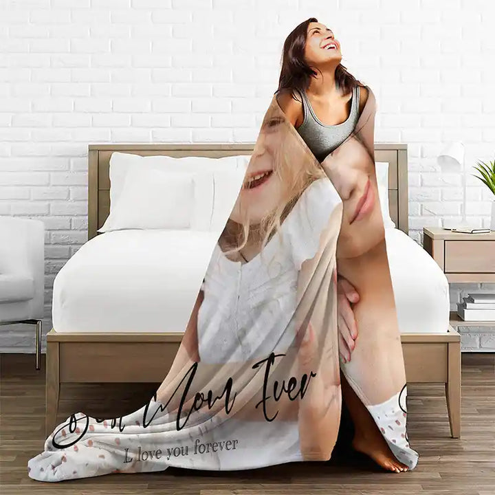 Best Mom Ever Personalized Photos Text  Flannel Blankets