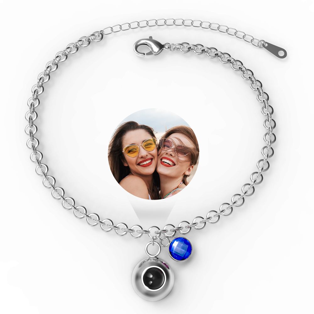 Personalized Birthstone Pendants Projection Bracelet With Diamond