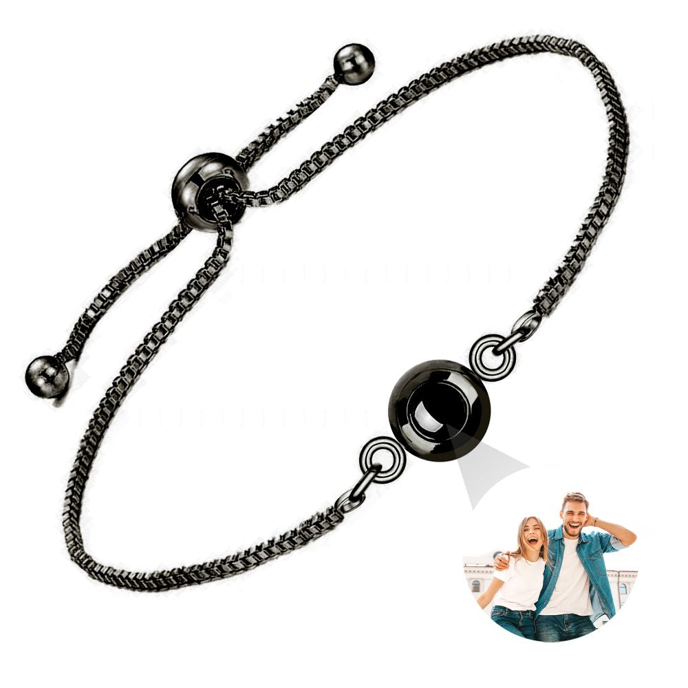 Personalized Adjustable Round Medium Thin Chain Projection Bracelet
