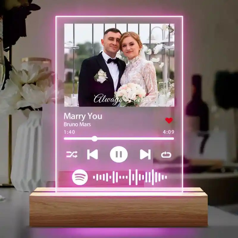 Custom Spotify Glass With Photo Music Plaque Night Light Spotify Code Lamp