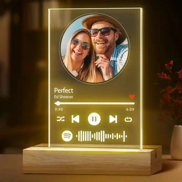 Custom Spotify Glass With Round Photo Music Plaque Night Light Spotify Code Lamp