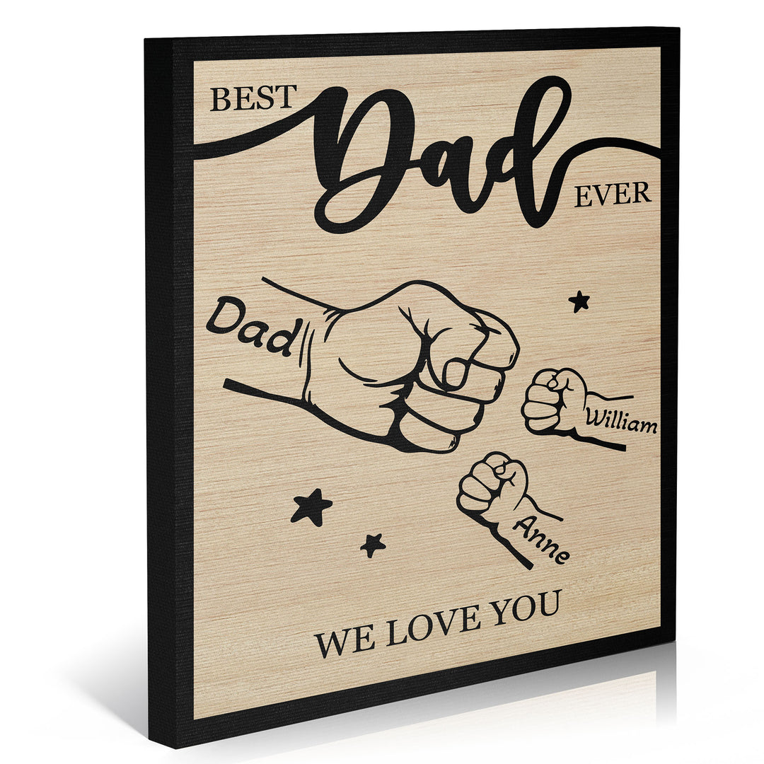 Easycosy Father's Day Gifts Custom Framed Canvas Prints with 1-5 Kids Names Fist Bump（Made in USA）