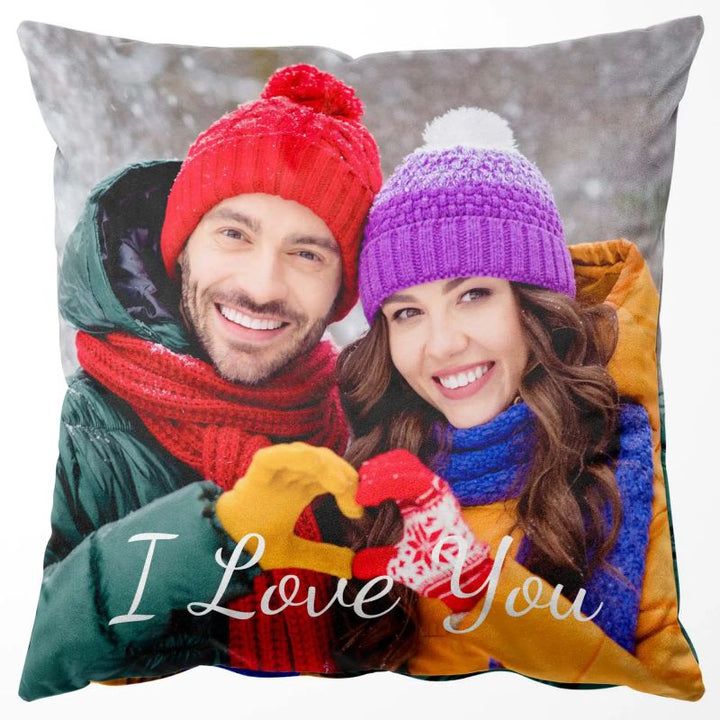 Custom Photo Two-Sides Velvet Pillow Cover with Text