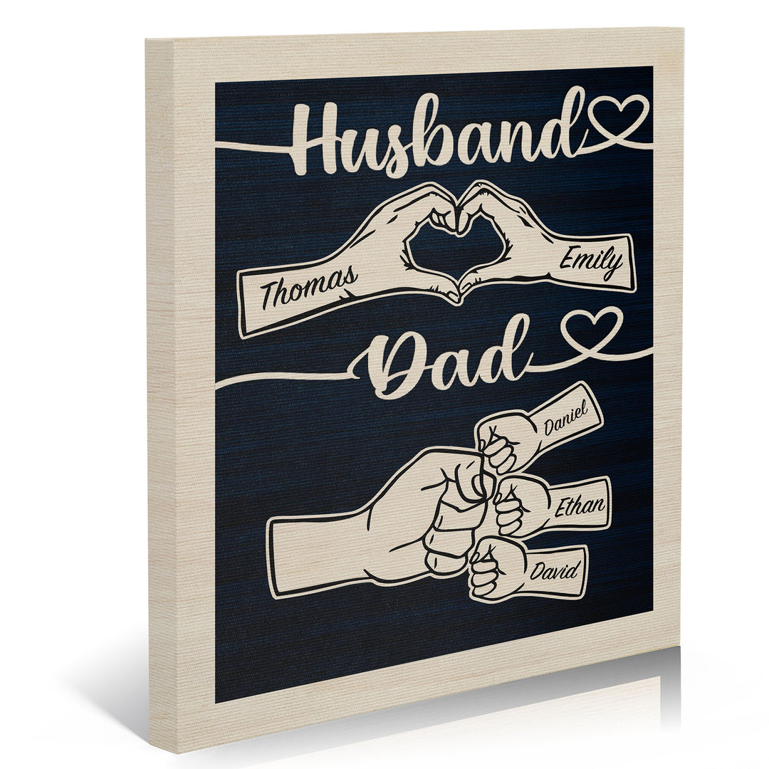 Easycosy Father's Day Gifts Custom Framed Canvas Prints with 1-5 Kids Names（Made in USA）