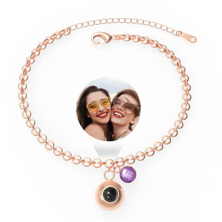 Personalized Birthstone Pendants Projection Bracelet With Diamond