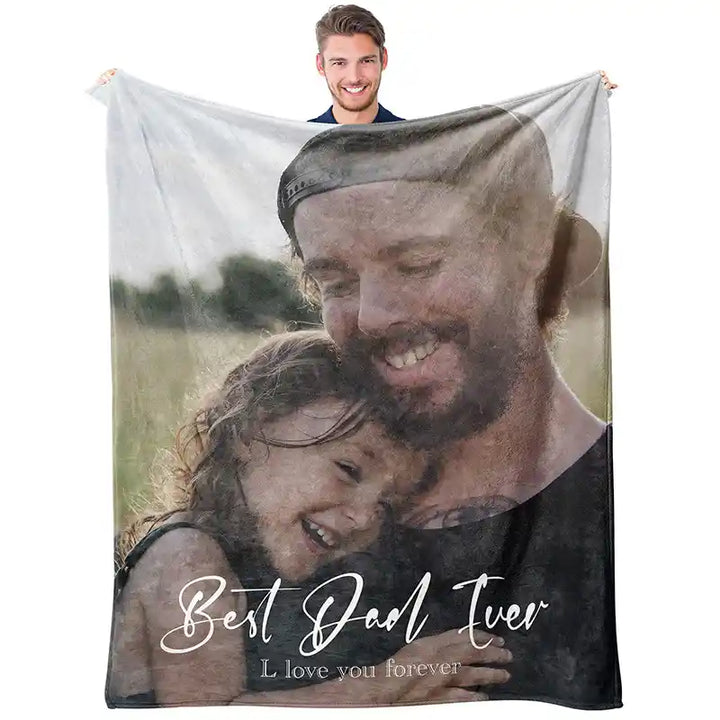 Father's Day Custom Full Photos Text  Flannel Blankets