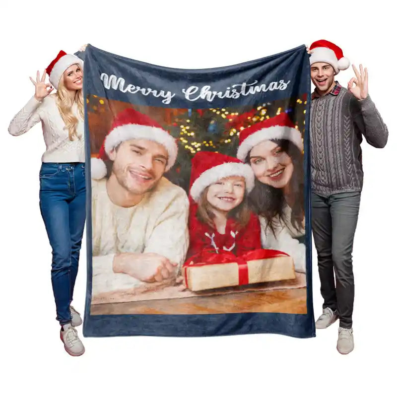 Personalized Modern Family Photos Text  Flannel Blankets