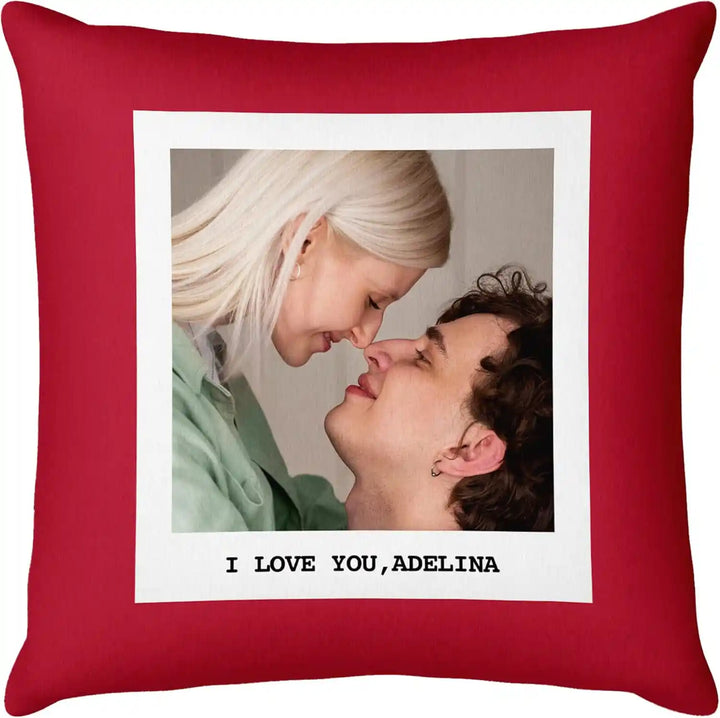 Custom Modern Cute Simple Couple Photo With Text Throw Pillow Cover