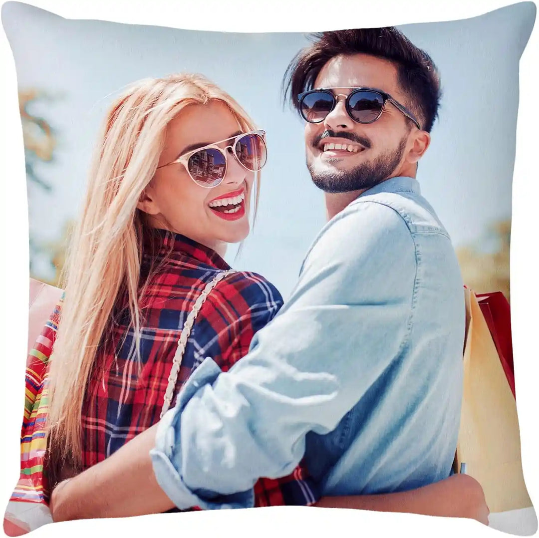 Custom Couple Photo With Text Throw Pillow Cover