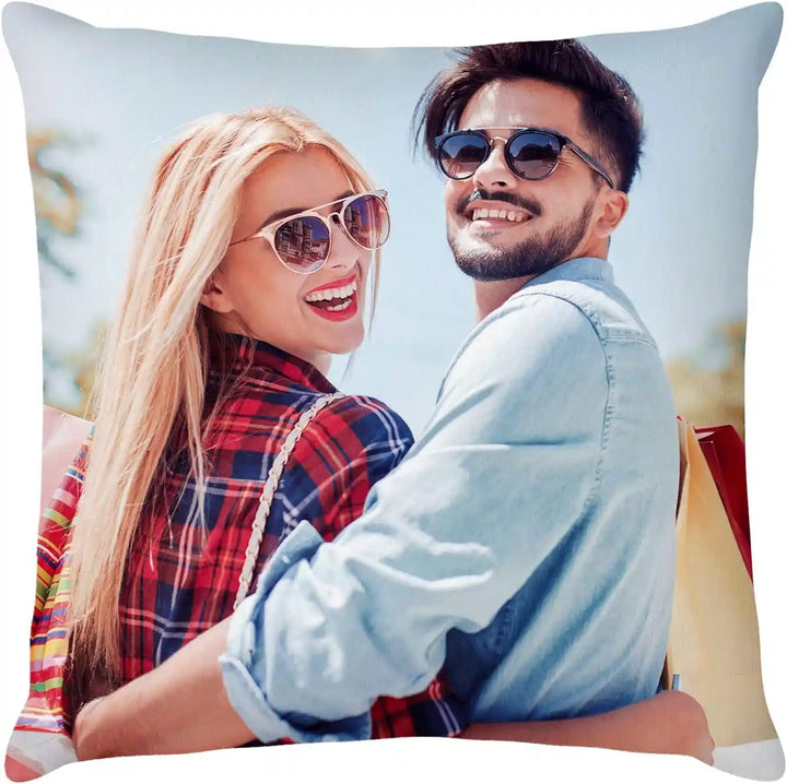 Custom Couple Photo With Text Throw Pillow Cover