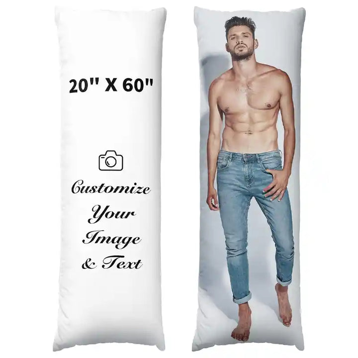 Custom Photo Extra Long Body Pillow Throw Pillow Cover With Text
