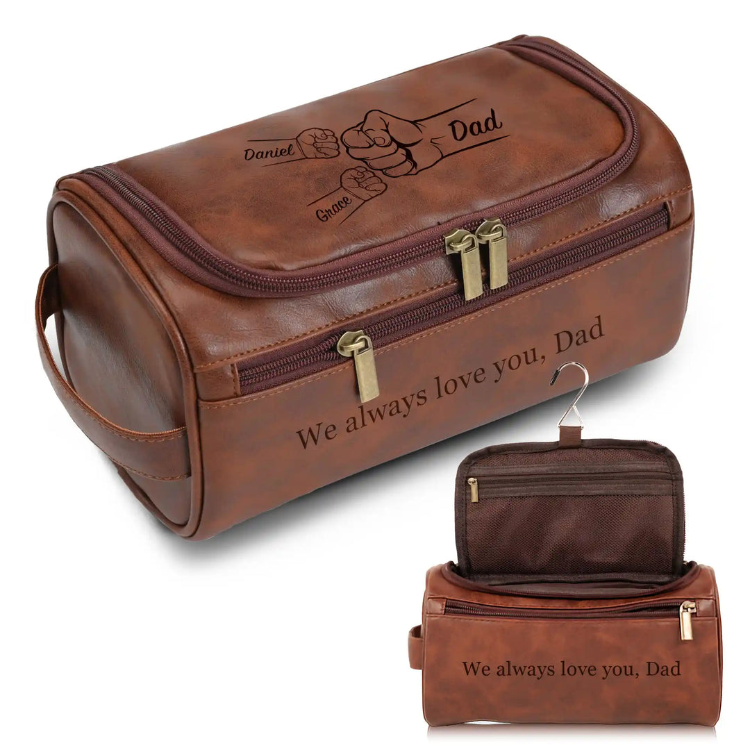 Easycosy Personalized Toiletry Bag Engraved with Name & Text（Made in USA）