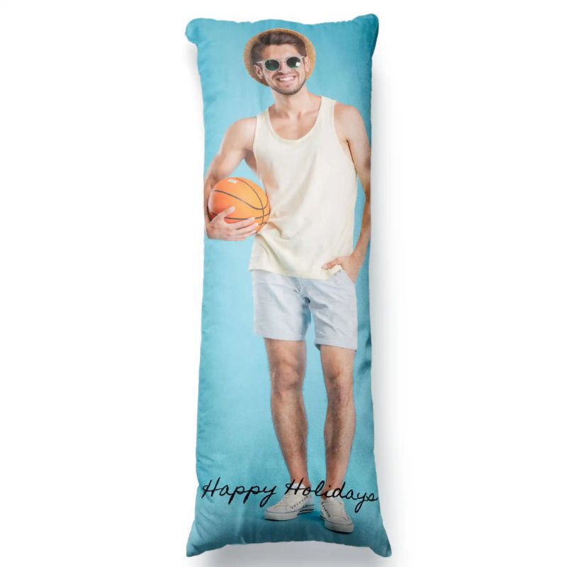 Custom Photo Extra Long Body Throw Velvet  Pillow Cover With Text