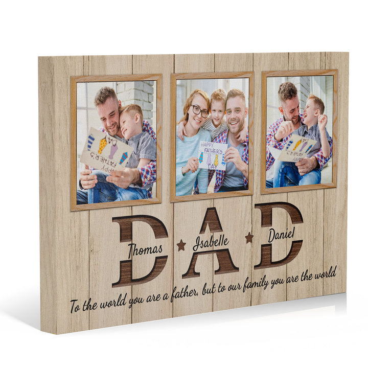 Easycosy Father's Day Gifts Custom Framed Canvas Prints with 3 Photos（Made in USA）