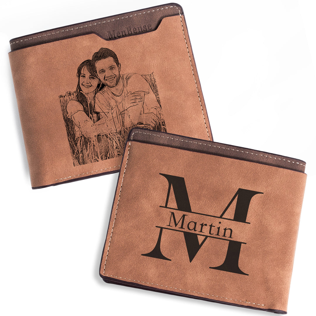 Easycosy Personalized Photo Wallet Engraved with Text-2（Made in USA）
