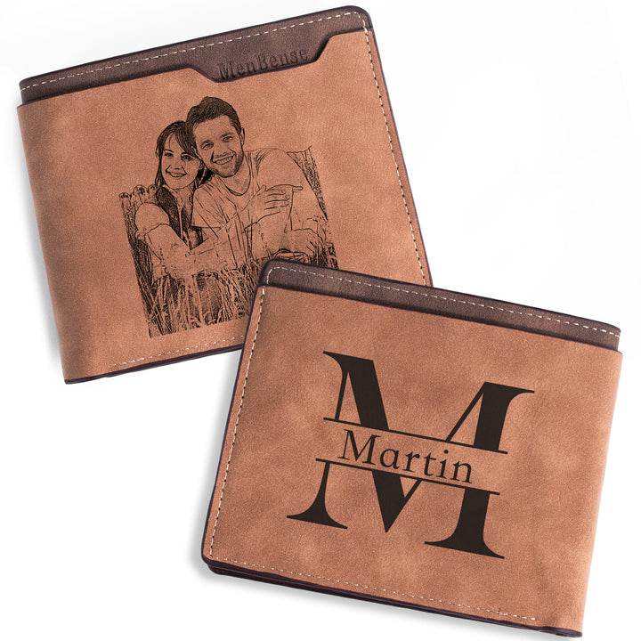 Easycosy Personalized Photo Wallet Engraved with Text-2（Made in USA）