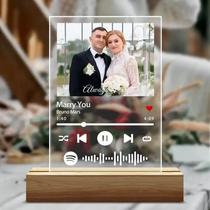 Custom Spotify Glass With Photo Music Plaque Night Light Spotify Code Lamp