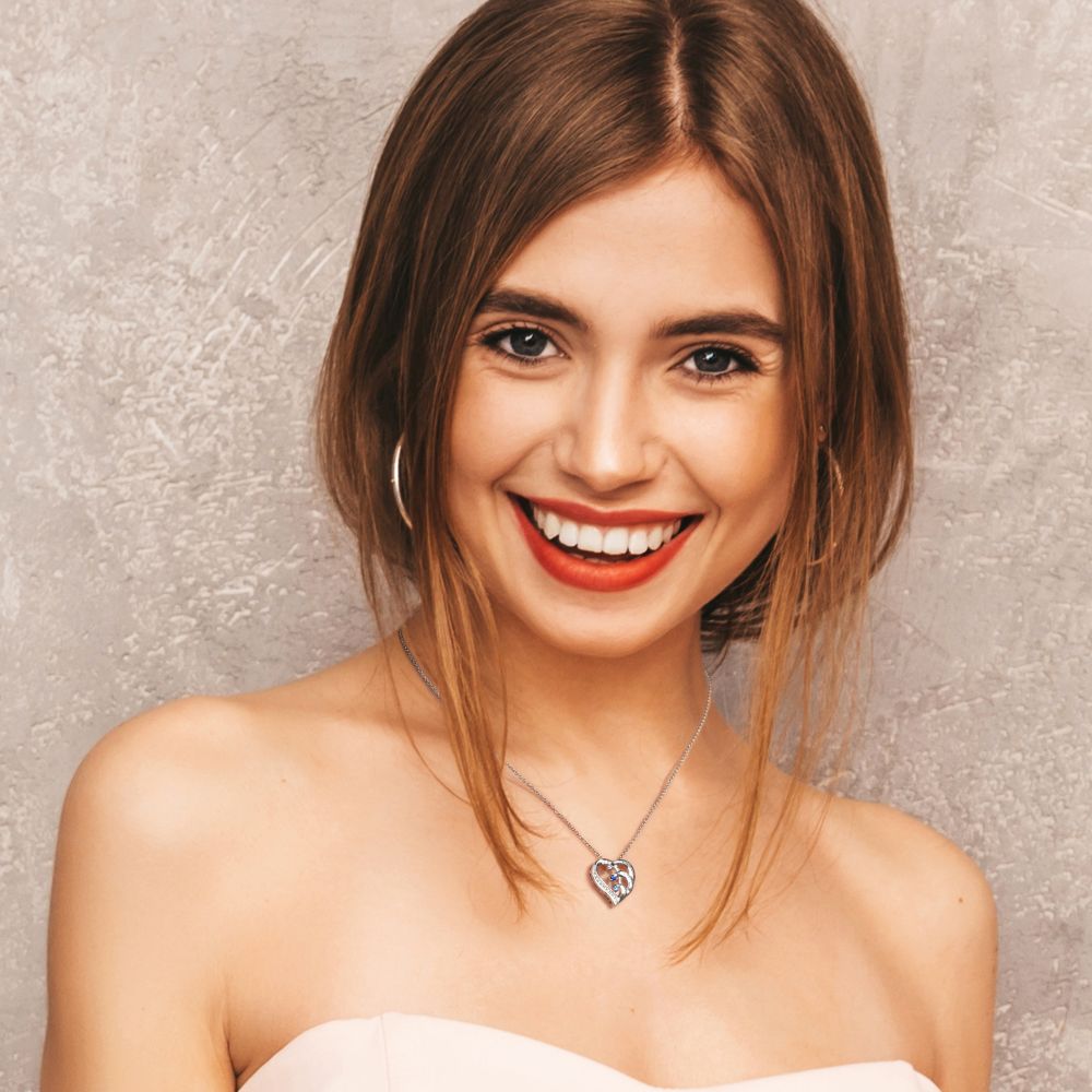 Personalized 3 Names Simulated Birthstone Heart Necklace