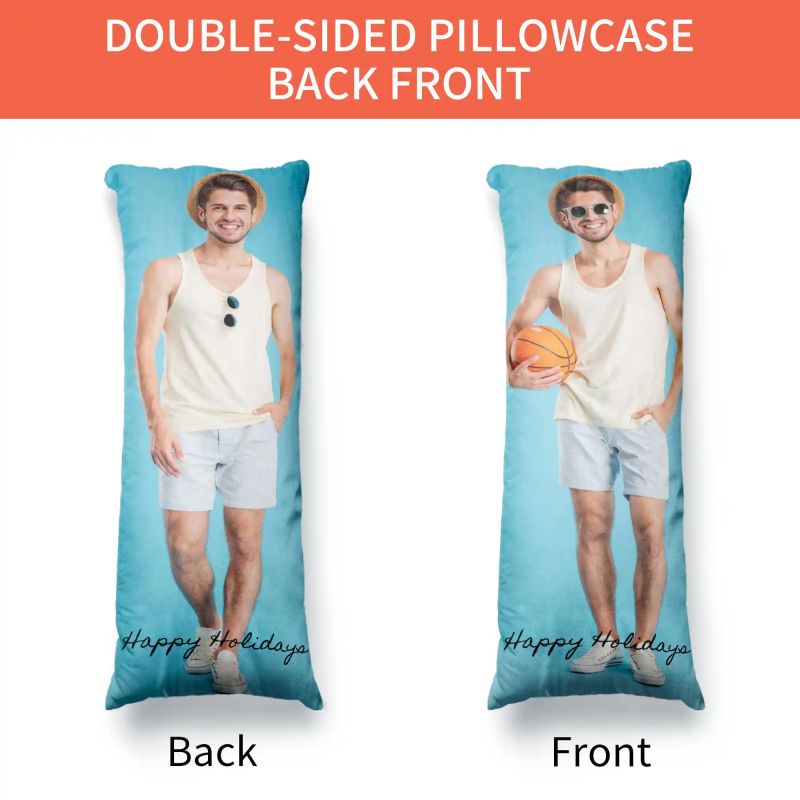 Custom Photo Extra Long Body Throw Velvet  Pillow Cover With Text