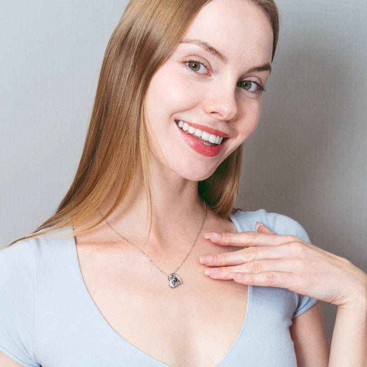 Easycosy Personalized Heart With Diamond Projection Necklace