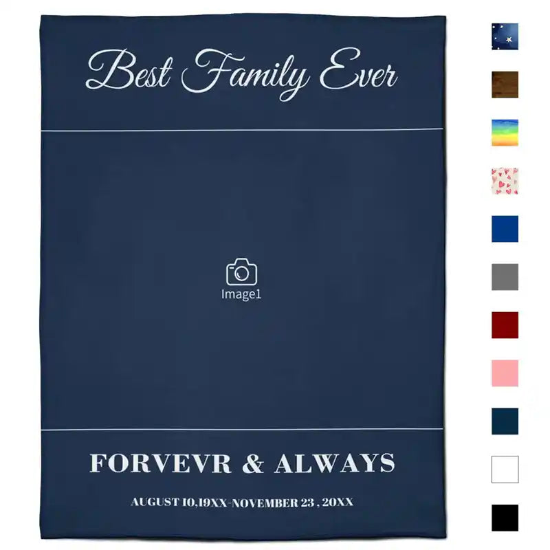 Best Family Ever Custom Photos Text  Flannel Blankets