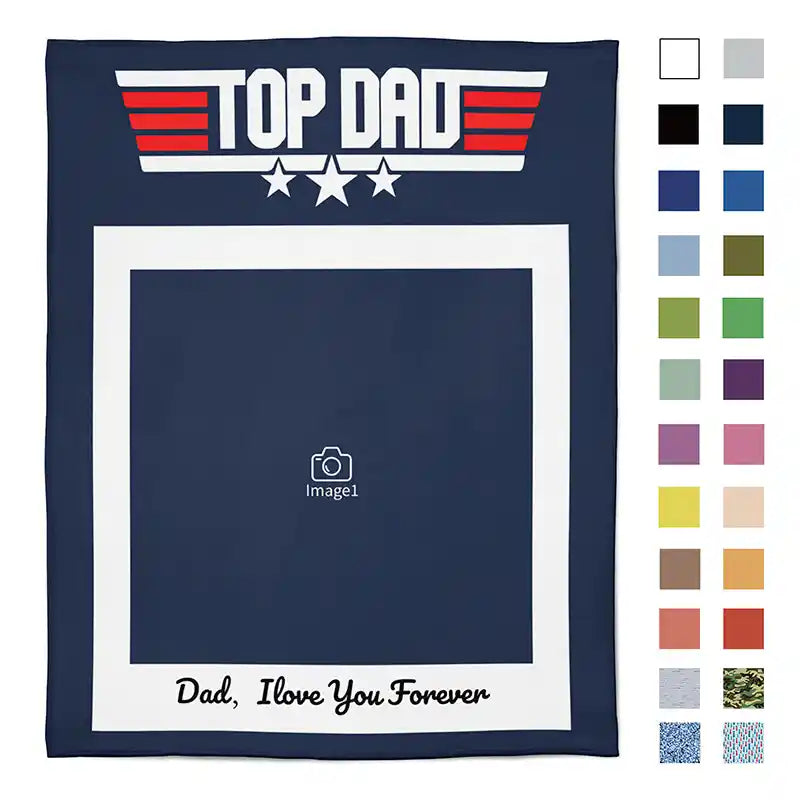 Top Dad Ever Father's Day Personalized Photos Text  Flannel Blankets