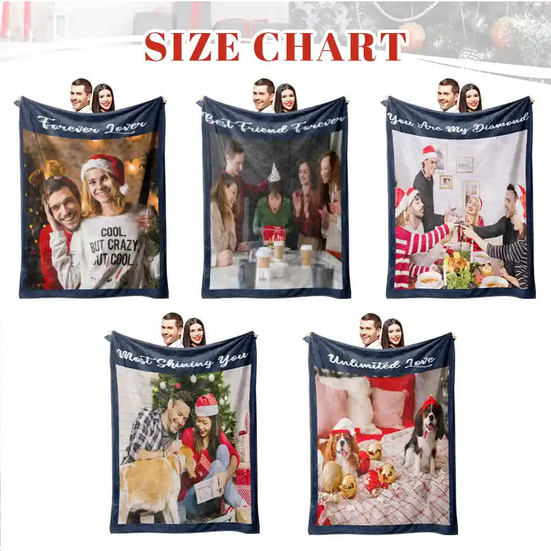 Personalized Modern Family Photos Text  Flannel Blankets