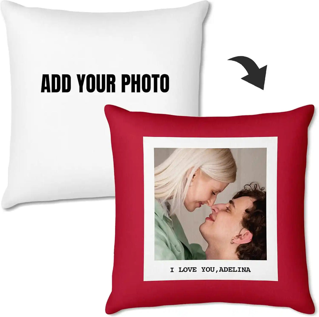 Custom Modern Cute Simple Couple Photo With Text Throw Pillow Cover