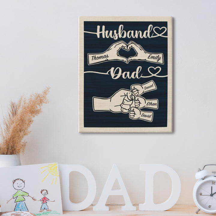 Easycosy Father's Day Gifts Custom Framed Canvas Prints with 1-5 Kids Names（Made in USA）