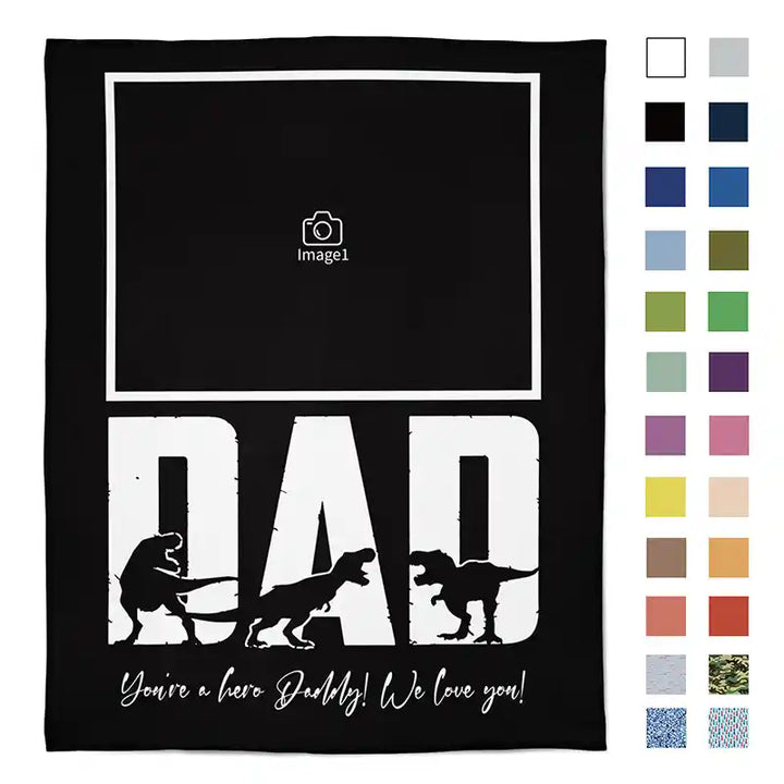 Best Dad Ever Father's Day Personalized Photos Text  Flannel Blankets