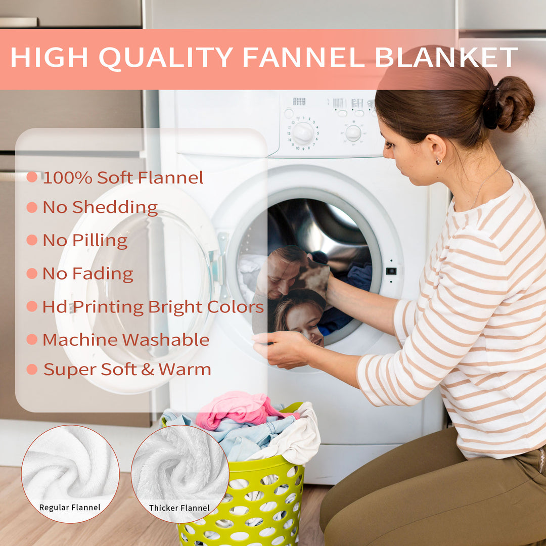 Custom 4-Photo Collage Flannel Blanket With Text