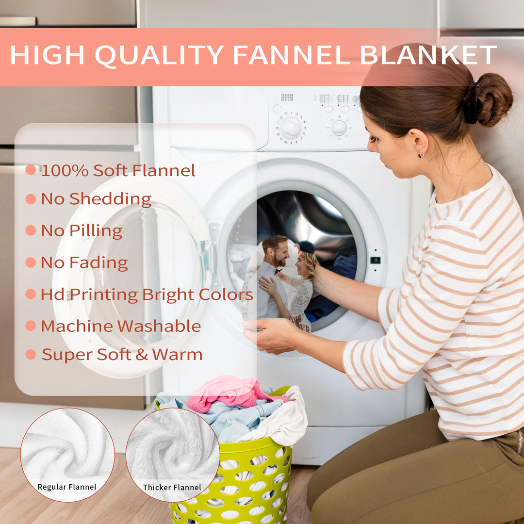 Custom Four Grids Collage Flannel Blanket With Text