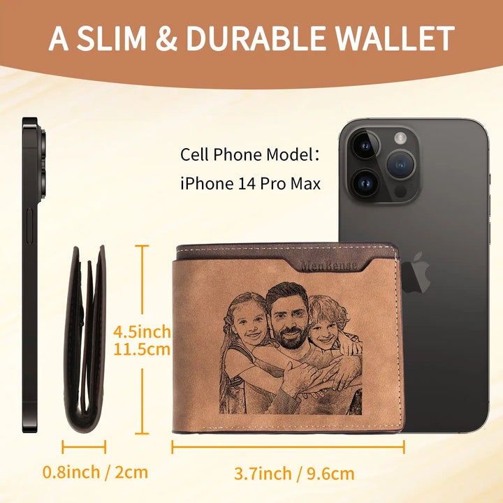 Easycosy Personalized Photo Wallet Engraved with Text（Made in USA）