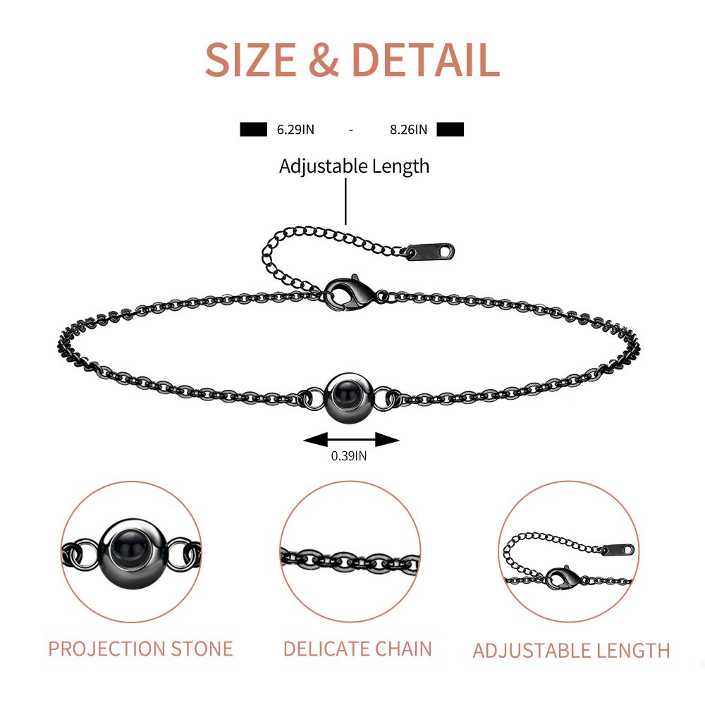 Personalized Adjustable Round Thin Chain Projection Bracelet