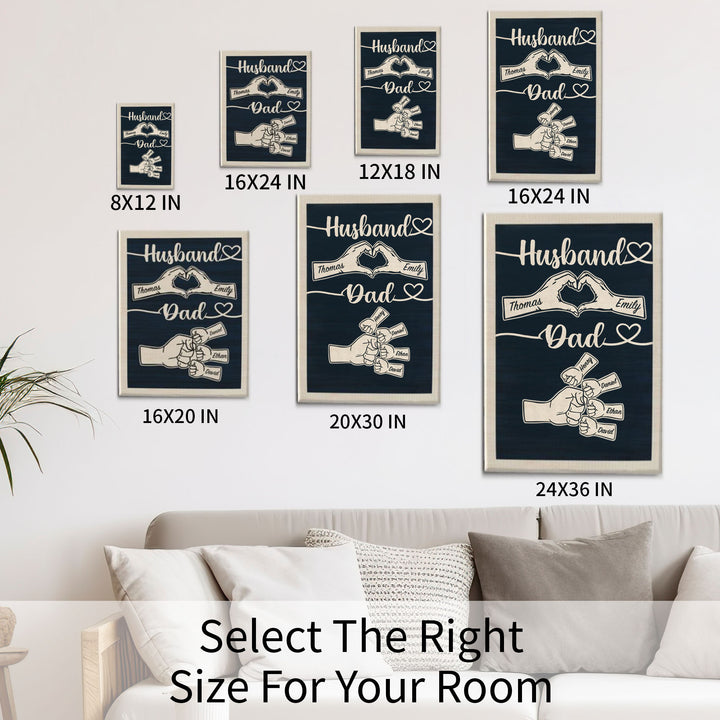 Easycosy Father's Day Gifts Custom Framed Canvas Prints with 1-5 Kids Names（Made in USA）