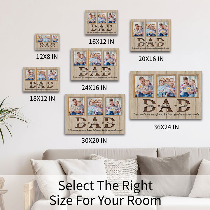 Easycosy Father's Day Gifts Custom Framed Canvas Prints with 3 Photos（Made in USA）