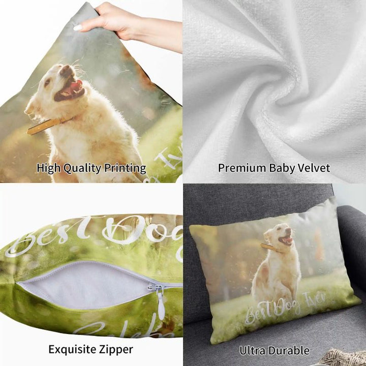 Custom Photo Two-Sides Velvet Rectangle Pillow Cover With Text