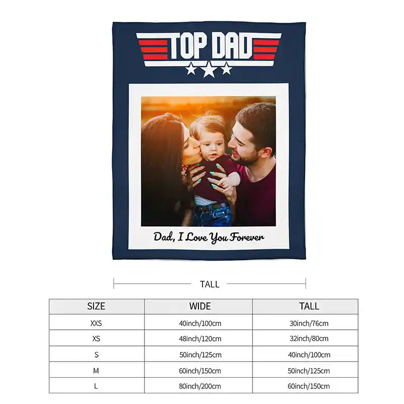 Top Dad Ever Father's Day Personalized Photos Text  Flannel Blankets