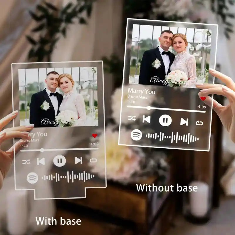 Custom Spotify Glass With Photo Music Plaque Night Light Spotify Code Lamp