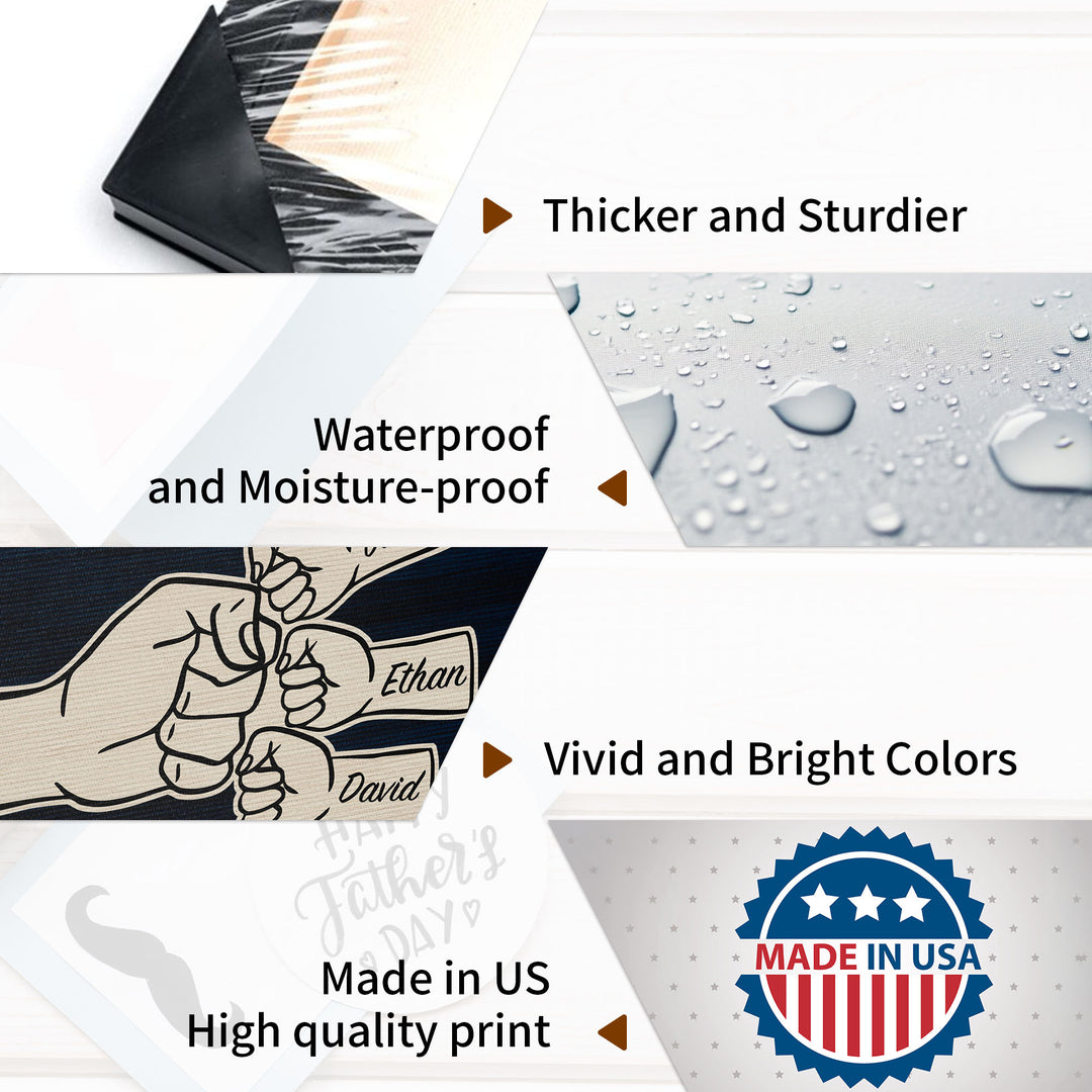 Easycosy Father's Day Gifts Custom Framed Canvas Prints with 1-5 Kids Names（Made in USA）