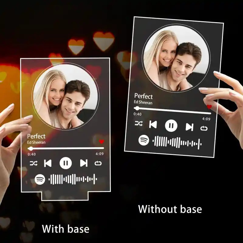 Custom Spotify Glass With Round Photo Music Plaque Night Light Spotify Code Lamp