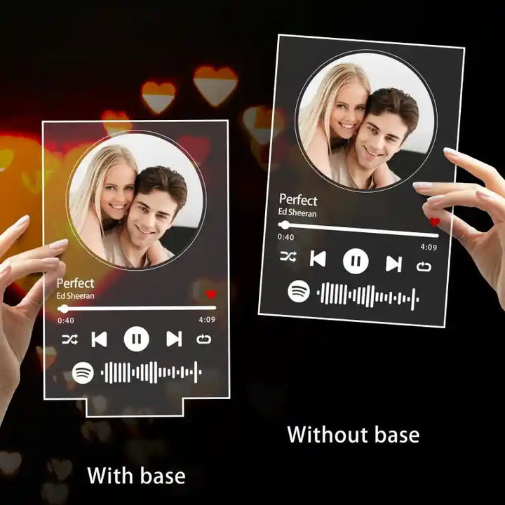 Custom Spotify Glass With Round Photo Music Plaque Night Light Spotify Code Lamp