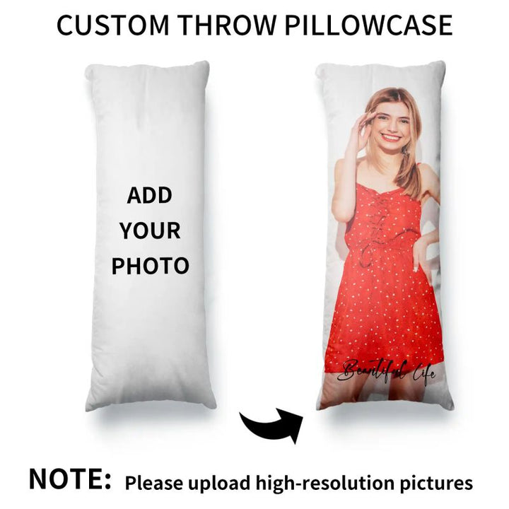 Custom Photo Long Body Throw Velvet  Pillow Cover With Text