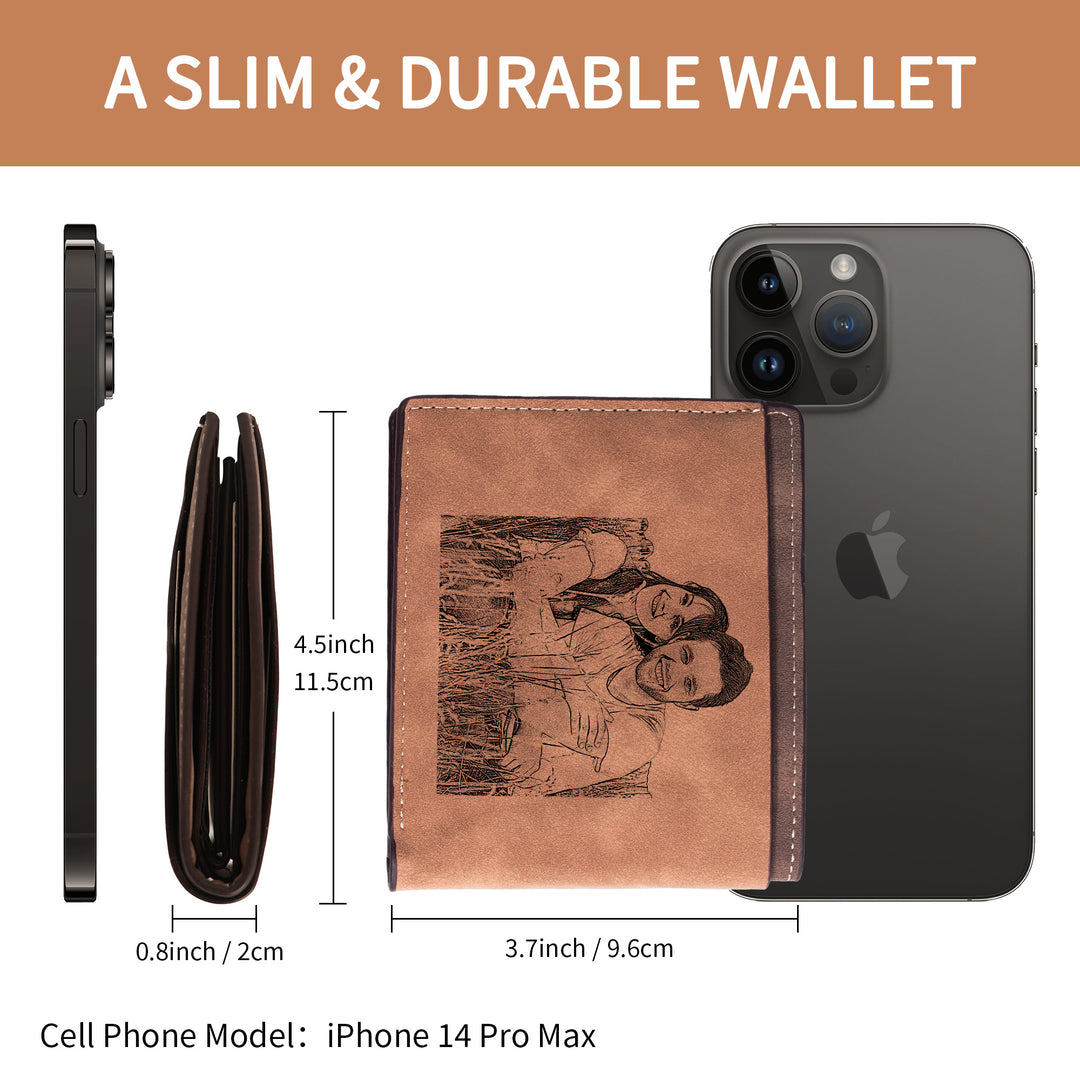 Easycosy Personalized Photo Wallet Engraved with Text-2（Made in USA）