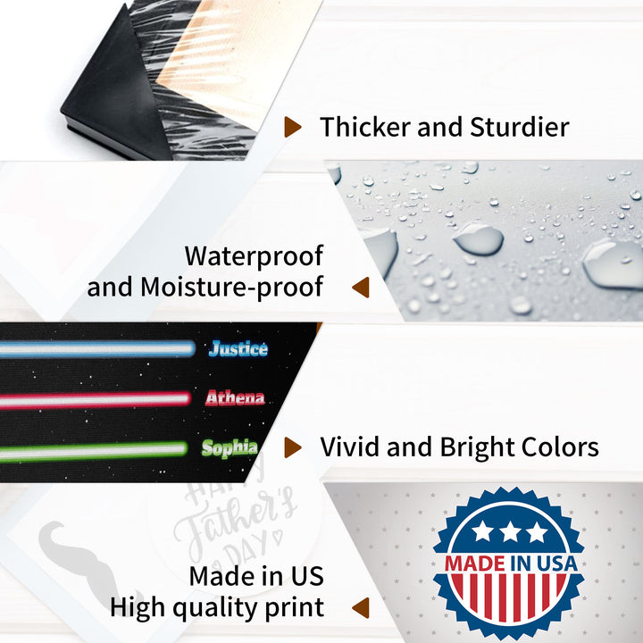 Easycosy Father's Day Gifts Custom Framed Canvas Prints with 1-6 Kids Color Names Sabers（Made in USA）