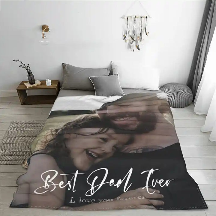Father's Day Custom Full Photos Text  Flannel Blankets