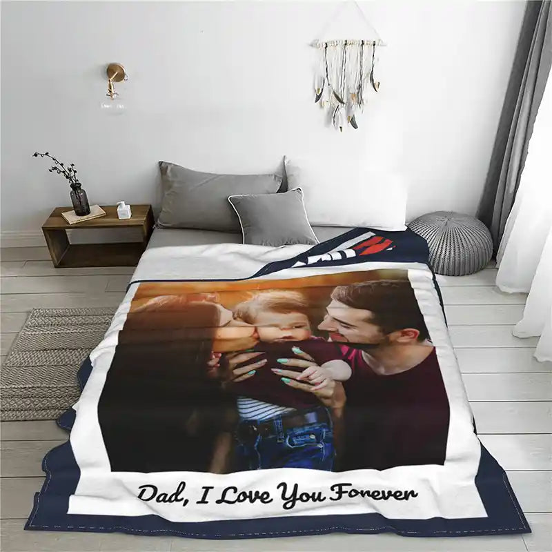 Top Dad Ever Father's Day Personalized Photos Text  Flannel Blankets