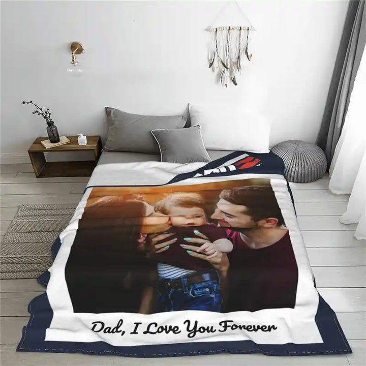 Top Dad Ever Father's Day Personalized Photos Text  Flannel Blankets